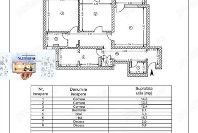Apartament cu 3 camere, Micro 14, 76mp