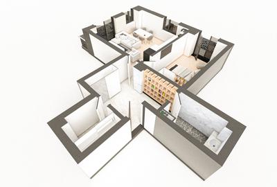 BRAUS CONFORT VIȘANI - Apartament Tip E – 2 Camere Open Space + Dressing - 3