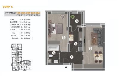 Apartament 2 Camere Decomandat Sector 4 Grand Arena 58.5MP - 1