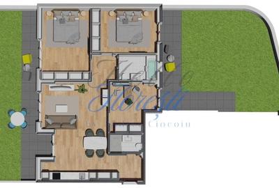 Apartament de 3 camere, semifinisat, cu gradina, zona VIVO - 3