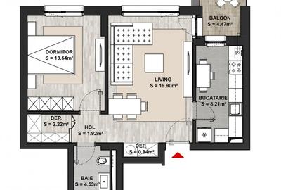 Apartament cu 2 camere decomandat în Dârste - 4