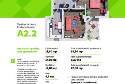 Apartamente noi cu 2 camere, finisate  in complex Green Residence - 3