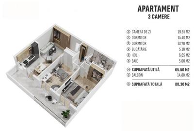 Apartament de 3 camere finisat, cartier reziden?ial nou! - 1