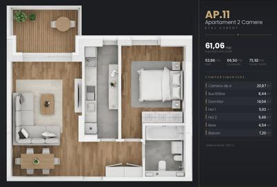 Apartament cu 2 camere decomandat în Ștefăneștii de Jos