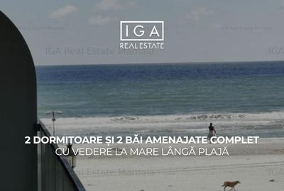 2 dormitoare și 2 bai amenajate complet cu vedere la mare langa plaja