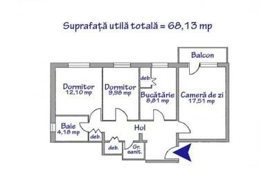 Apartament 3 camere de vanzare, zona Republicii, 68 mp #16573 - 11