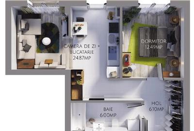 Apartament cu 2 camere decomandat în Tractorul - 17