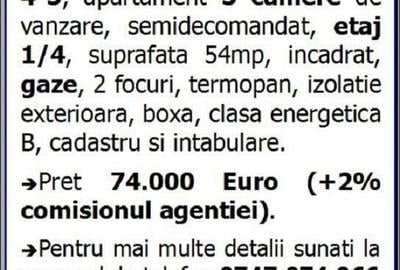 Km 4-5, apartament 3 camere, etaj 1, gaze, vanzari Constanta - 1