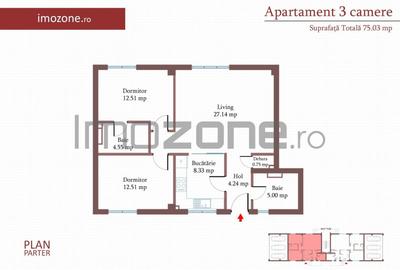 Apartament cu 3 camere semidecomandat în Militari