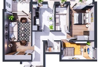 APARTAMENT CU 3 CAMERE, 2 BAI, BLOC NOU, HLINCEA - 3