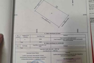 Teren de 2600 mp, în Bentu - 2