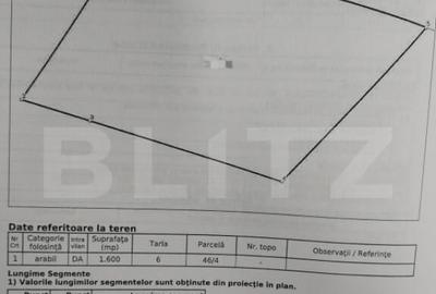 Teren de 1600 mp, în Cetate