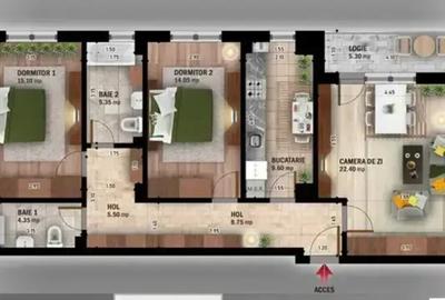 3 camere decomandat GATA DE MUTAT Nicolae Teclu Theodor Pallady - 2