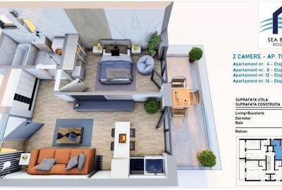 Apartament cu 2 camere în Năvodari Tabără