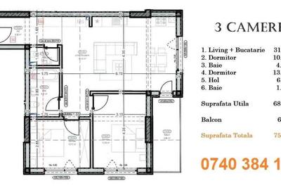 Apartament cu 3 camere decomandat în Berceni - 4