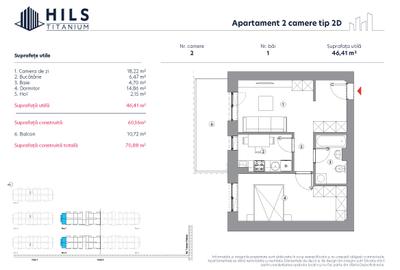 Apartament 2 camere  HILS Titanium faza 2 | Tip 2D | Apartament 2 camere  HILS Titanium faza 2 | Tip 2D | - 2