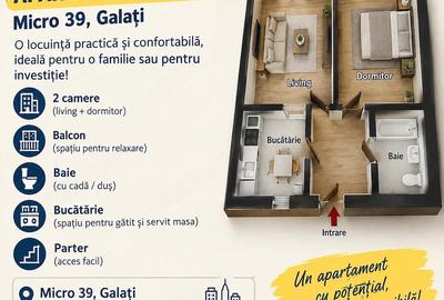 Apartament cu 2 camere decomandat în Central