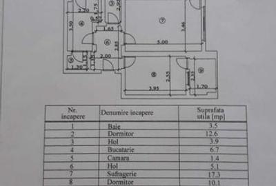 Apartament cu 3 camere decomandat în Central