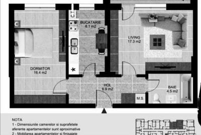 Apartament cu 2 camere decomandat în Berceni - 1