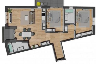 Apartament cu 3 camere semidecomandat în Central