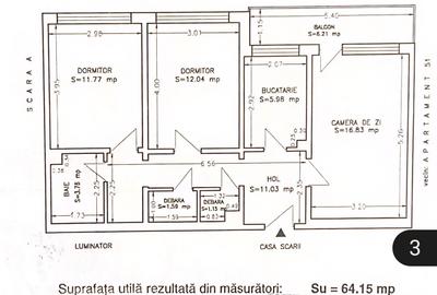 Apartament cu 3 camere decomandat în Abator - 1