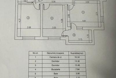 Apartament cu 3 camere în Rudeni