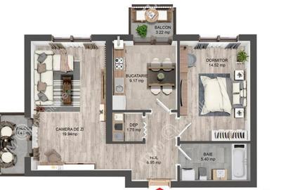 Apartament la cheie cu 2 camere decomandate si 2 balcoane zo - 5