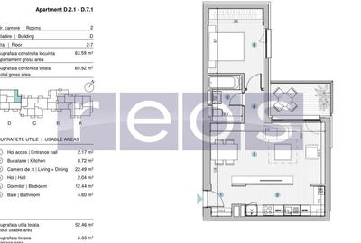 VANZARE APARTAMENT 2 CAMERE | STRAULESTI | 64MP | TERASA | COMPLEX NOU - 20