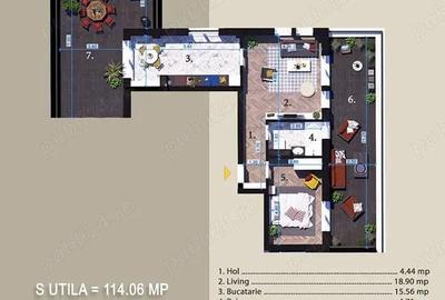 Apartament cu 2 camere ?i 2 terase spectaculoase, Parcul Teilor ref. DGE 08A - C1 - 2