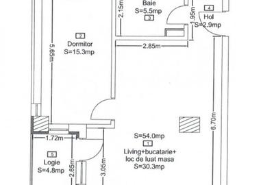 Apartament cu 2 camere semidecomandat în Central