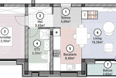 Apartament cu 2 camere semidecomandat în Moșnița Nouă - 1