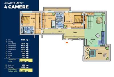 Vanzare Penthouse 4 camere 143 mp la 1 minute de Stb - 2