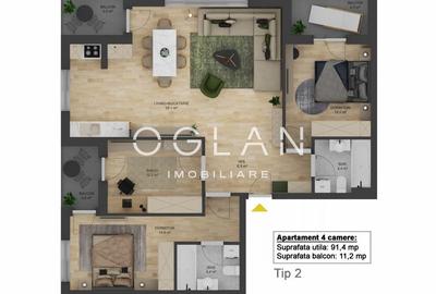 Apartament 4 camere 91 mp utili, 3 balcoane , Str. Doamna Stanca - 4