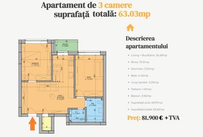 Apartament 3 camere cu 2 bai - Bloc Boutique - Lift - Acte Gata - 2