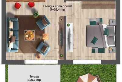 Studio dublu, bloc nou Copou-Gradina Botanica, parter cu gradina privata - 12