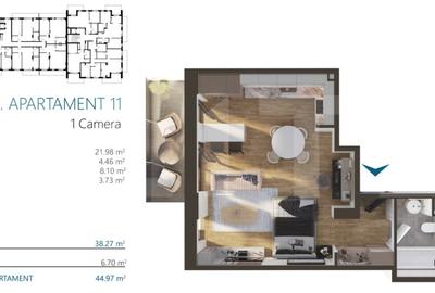Revanzare,Apartament o camera, 38,5 mp, etaj 1, Bloc premium, Zona Elite