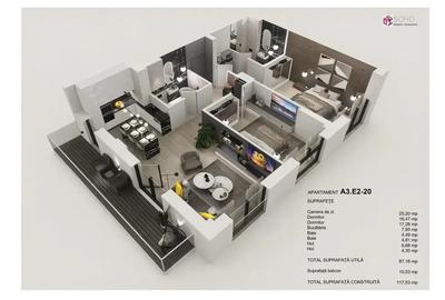 Apartament cu 3 camere decomandat în Tractorul