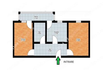 Apartament cu 2 camere decomandat în Turnișor