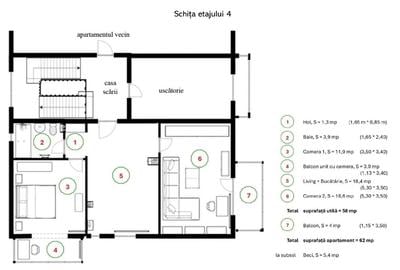 Apartament cu 2 camere decomandat în Gheorgheni