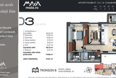 Apartament cu 3 camere decomandat în Craiovei - 2