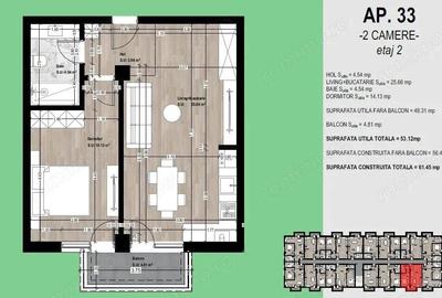 Apartament nou de vanzare Otopeni 2 camere, balcon, parcare inclusa - 2