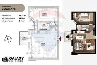 Apartament cu 2 camere decomandat în Tractorul - 2