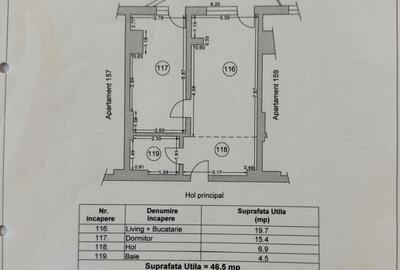 Apartament cu 2 camere semidecomandat în Central