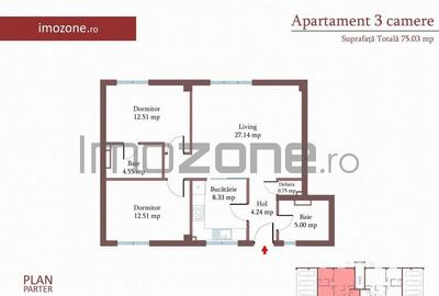 3 camere cu CURTE si PARCARE proprie, 75 MP, FINISAT MODE... - 1