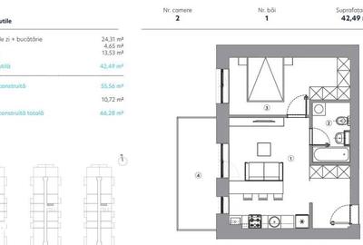 Apartament cu 2 camere semidecomandat în Titan - 6