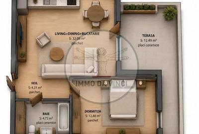 Apartament cu 2 camere semidecomandat în Mărăști