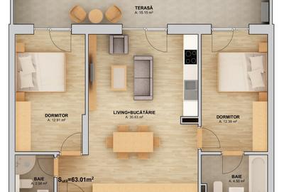 Apartament cu 3 camere decomandat în Șelimbăr - 9