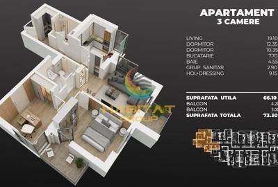 Apartament cu 3 camere decomandat în Sud - 1