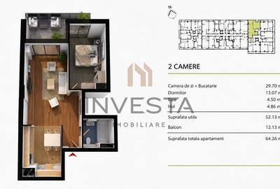 Apartament cu 2 camere semidecomandat, mobilat în Sopor - 3