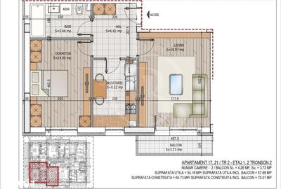 Apartament cu 2 camere în Titan